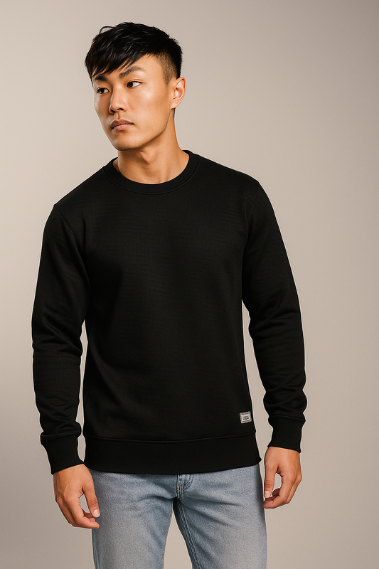 Men’s Black Sweatshirt – Premium Cotton Blend | Soft, Stylish & Comfortable Winter Wear Hyraa Club