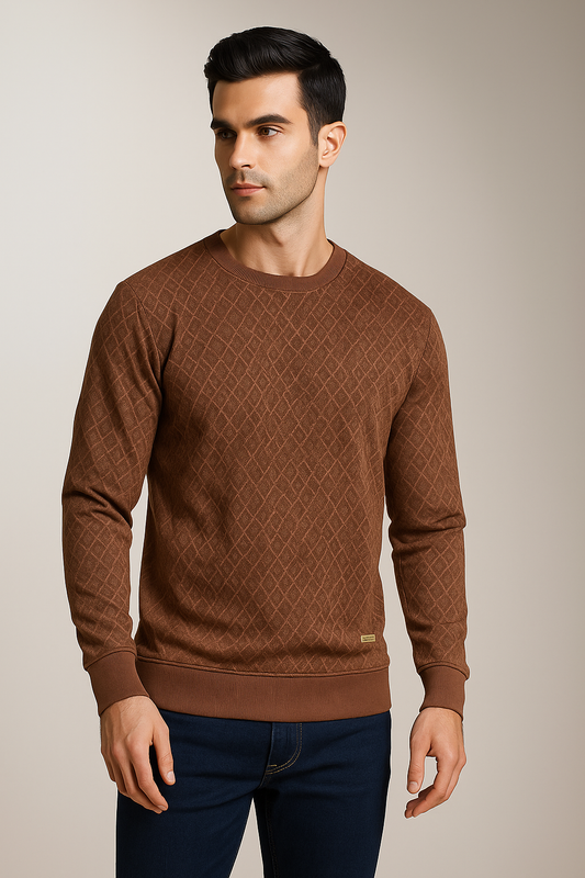 Men’s Brown Sweatshirt – Premium Cotton Blend | Soft, Stylish &amp; Comfortable Winter Wear Hyraa Club