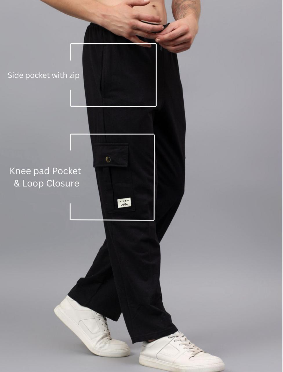 Hyraa Club Black Track Pants for Men || Men Track Pants || Men Stylish Track Pant || Cargo Track Pant for Men || Track Pant with Multiple Pockets Hyraa Club