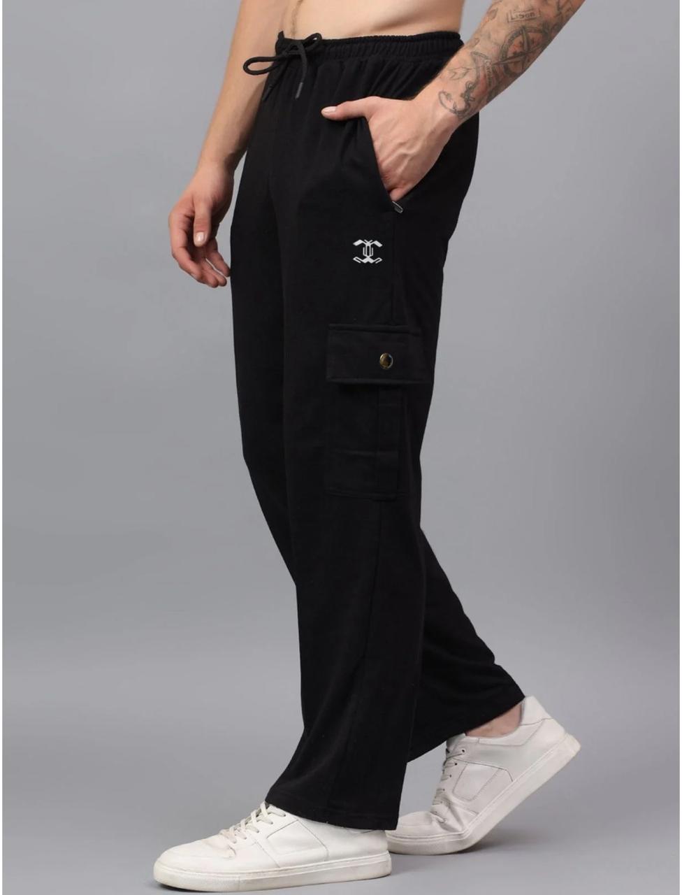 Hyraa Club Black Track Pants for Men || Men Track Pants || Men Stylish Track Pant || Cargo Track Pant for Men || Track Pant with Multiple Pockets Hyraa Club