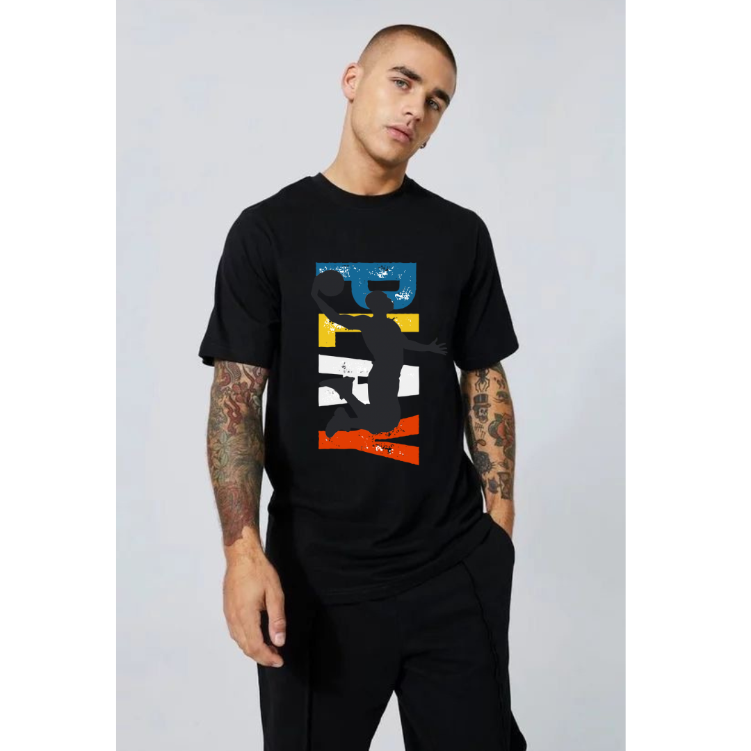 Premium Men's Oversized Printed T-Shirt | Trendy Streetwear Graphic Tee | Soft Cotton Baggy Fit | Urban Hip Hop Style | Drop Shoulder Casual T-Shirt for Men - Black Hyraa Club