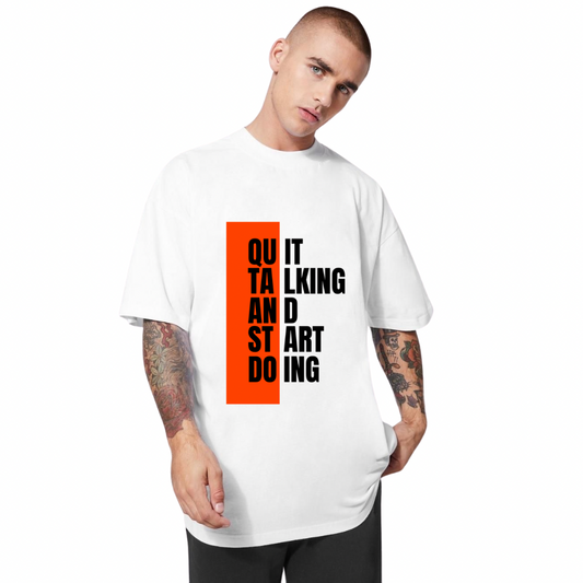 Premium Men's Oversized Printed T-Shirt | Trendy Streetwear Graphic Tee | Soft Cotton Baggy Fit | Drop Shoulder Casual T-Shirt for Men - White Hyraa Club