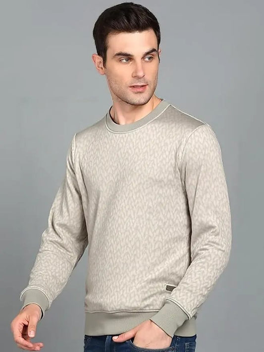 Hyraa Club light gray patterned sweatshirt for men, one of the best sweatshirts for men in casual style