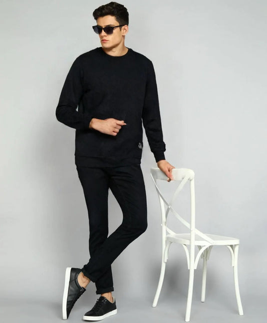 Men’s Black Sweatshirt – Premium Cotton Blend | Soft, Stylish & Comfortable Winter Wear Hyraa Club